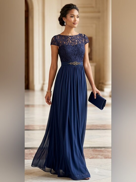 Adrianna Papell Dresses & Skirts - Adrianna Papell Blue Cap Sleeve Gown